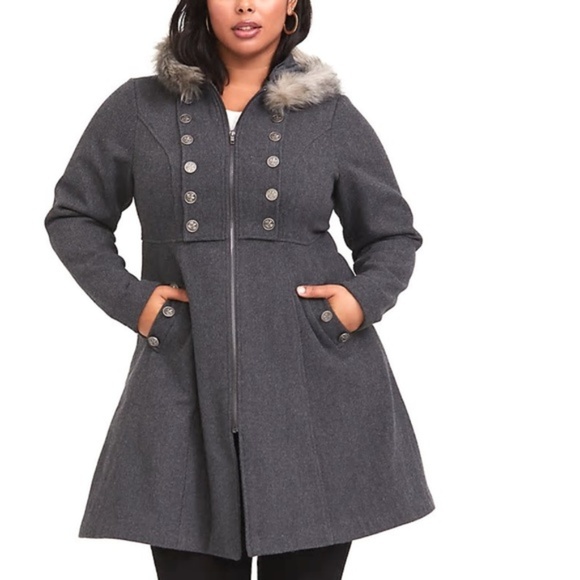 torrid Jackets & Blazers - Torrid Outlander Jamie Military Coat Grey 3X NWT